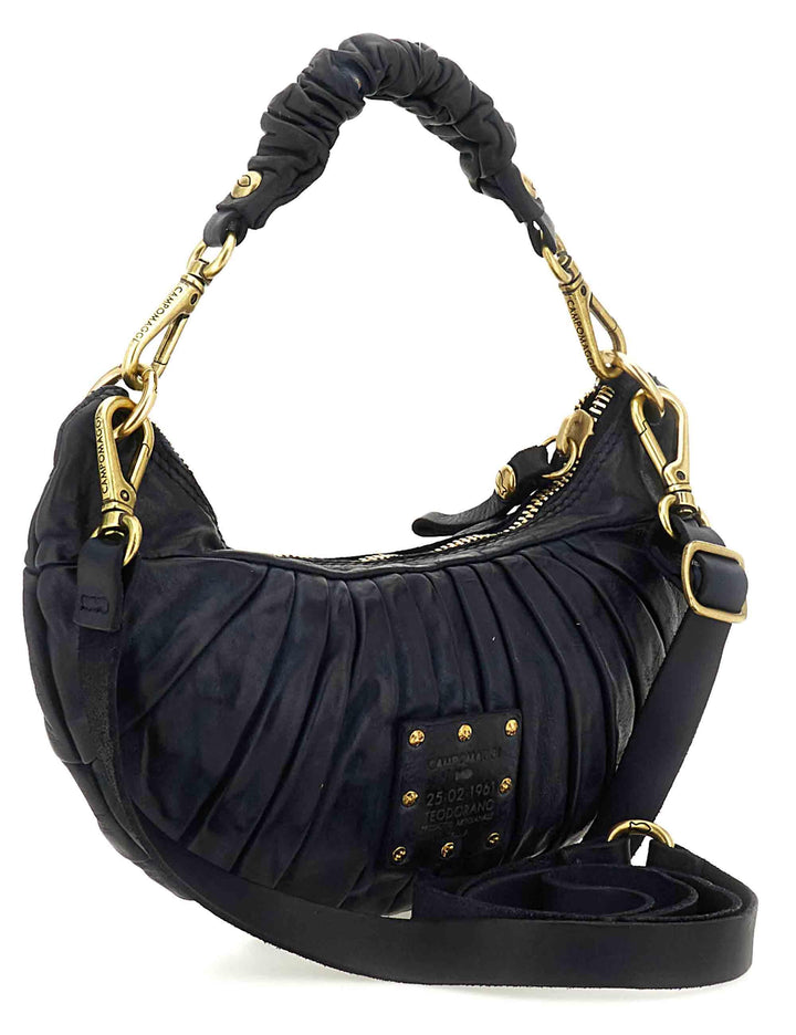 Borse donna Luna in pelle blu plissettata con tracolla monospalla C043780ND X2982 C3001 Campomaggi 
