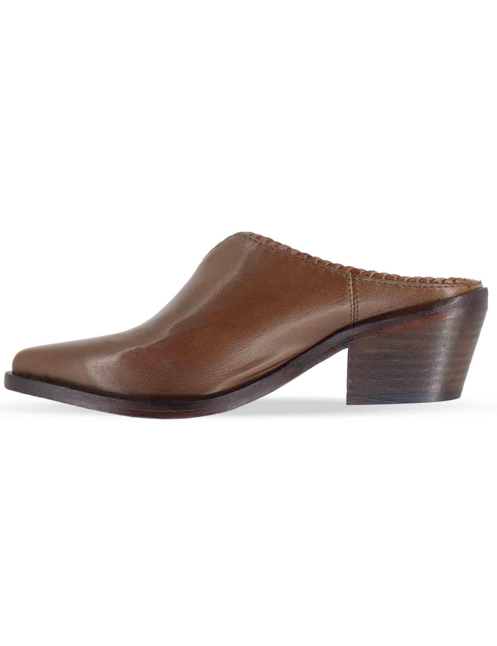 Sabot donna in pelle cuoio con tacco in cuoio e punta a punta 261-303-23 MOCHA Zolfo 