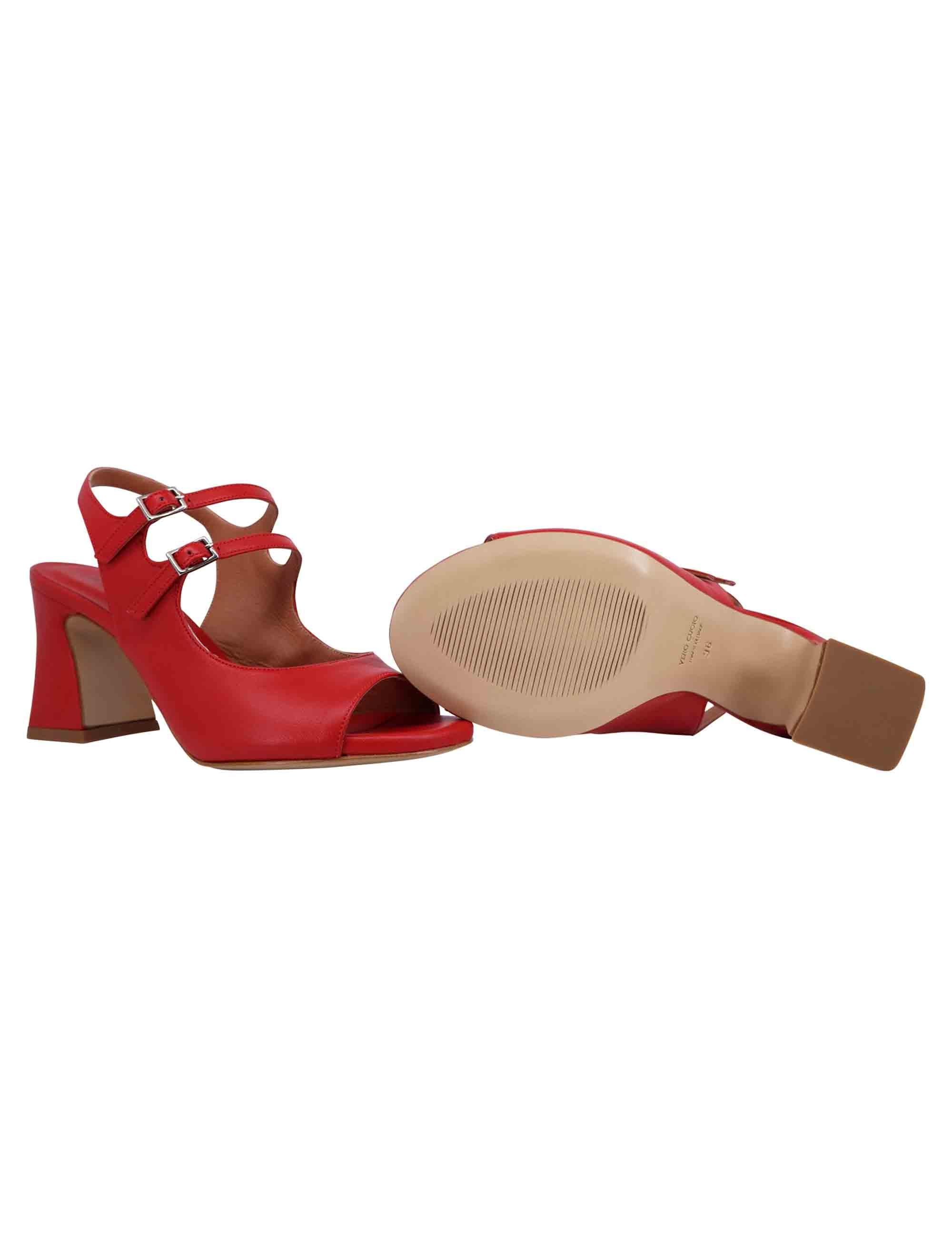 Sandali slingback donna in pelle rossa con cinturini punta tonda e tacco alto T1019 005 Tattoo 