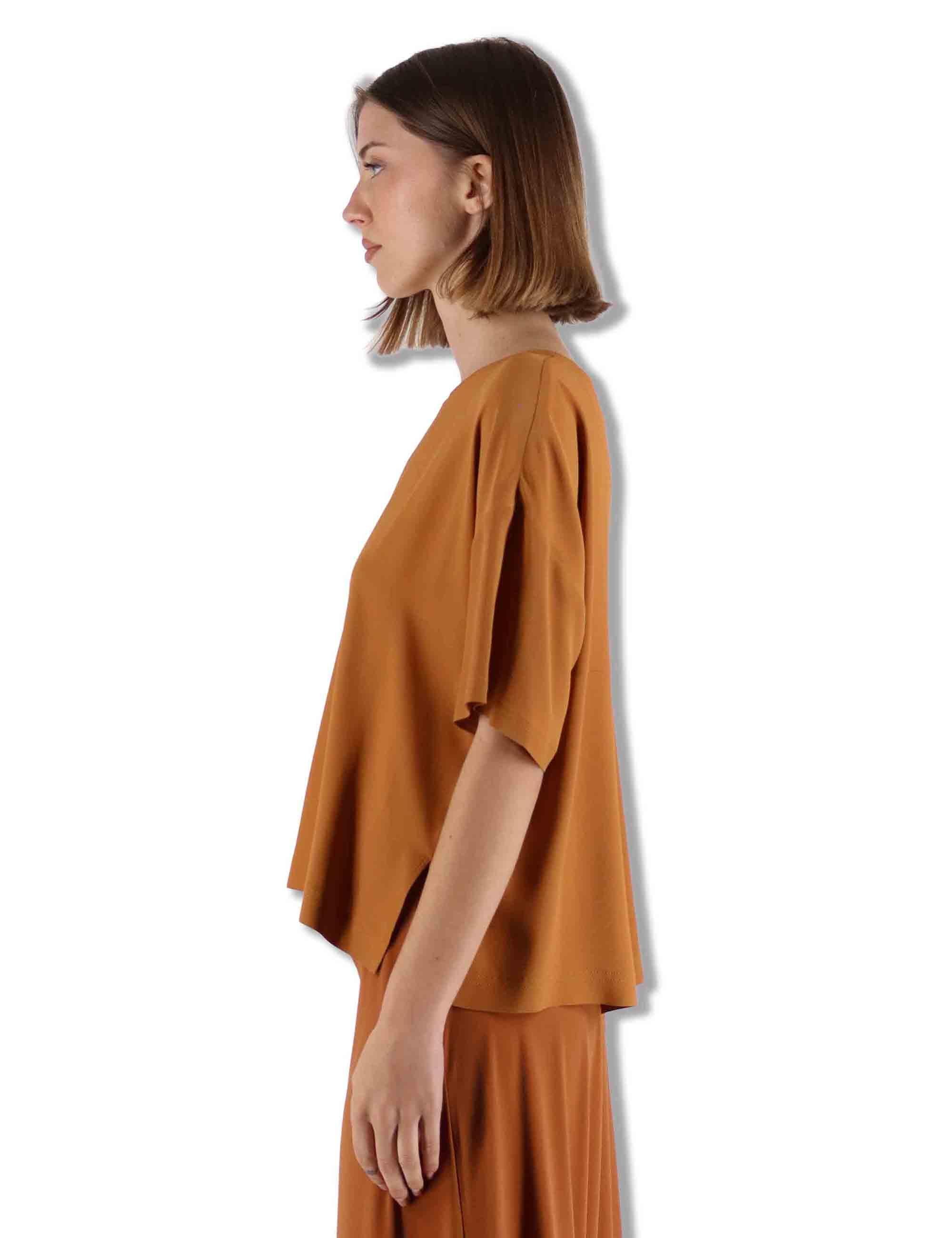 Camicie donna Fluid Crepe in misto seta ambra maniche a 3/4 JM440050672 70004 Maliparmi 