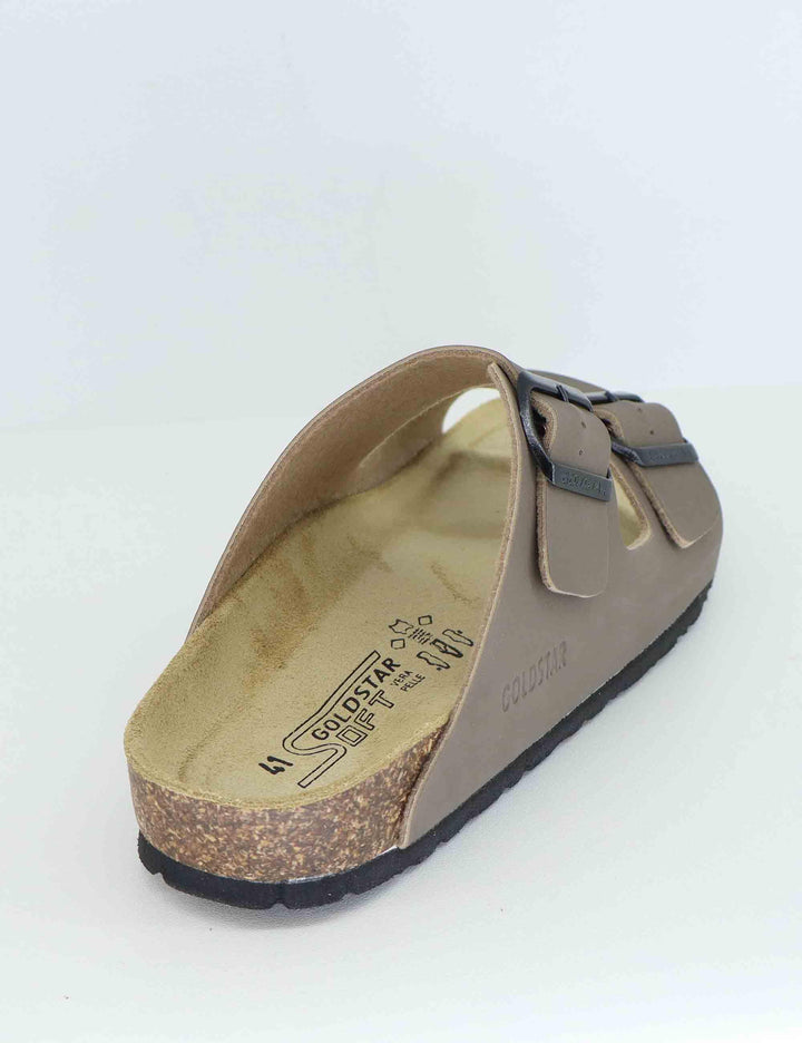 Sandali uomo in pelle taupe con doppia fibbia GS823 032 Gold Star 