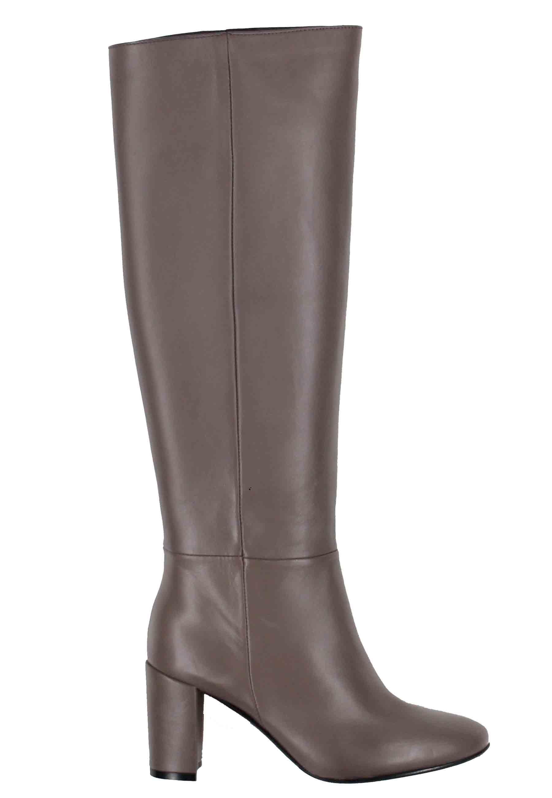 Stivali donna a tubo in pelle grigia con punta tonda ST1689 10 L'Arianna 