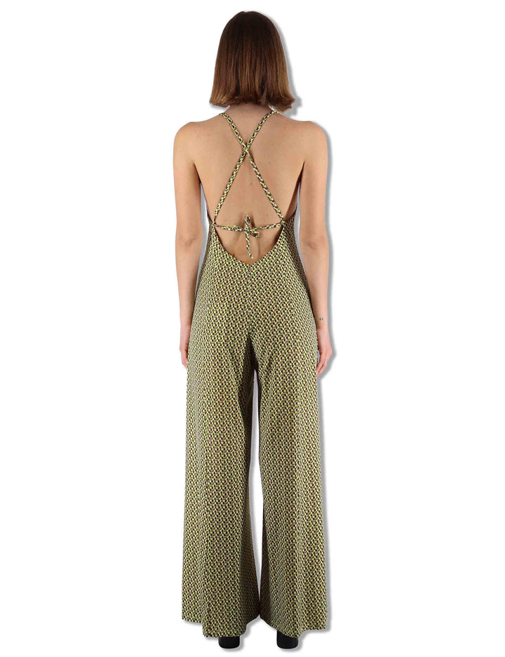Tuta Salopette Donna Strappy Jumpsuit in tessuto verde a fantasia JFATU0001-E2820-1245 7046 Justmine 