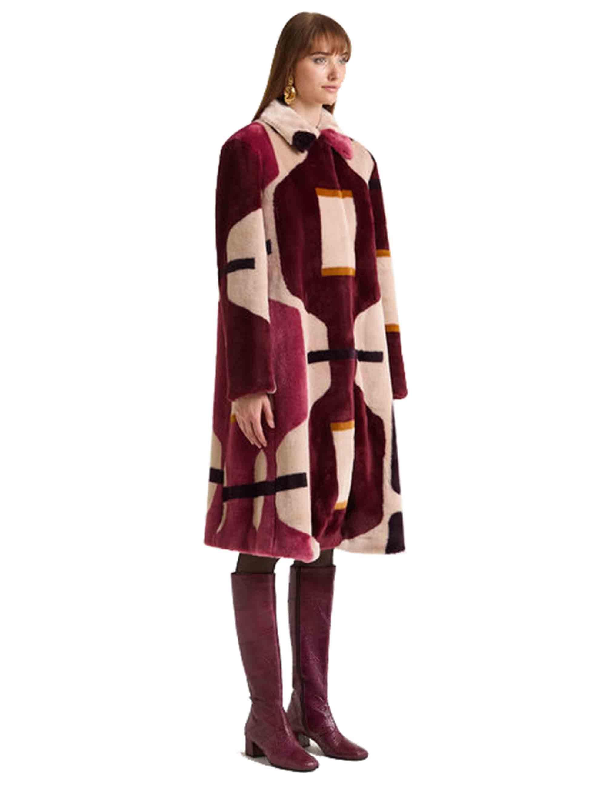 Cappotti donna Sculptural Chain in tessuto bordeaux a fantasia JB539150645 A3358 Maliparmi 