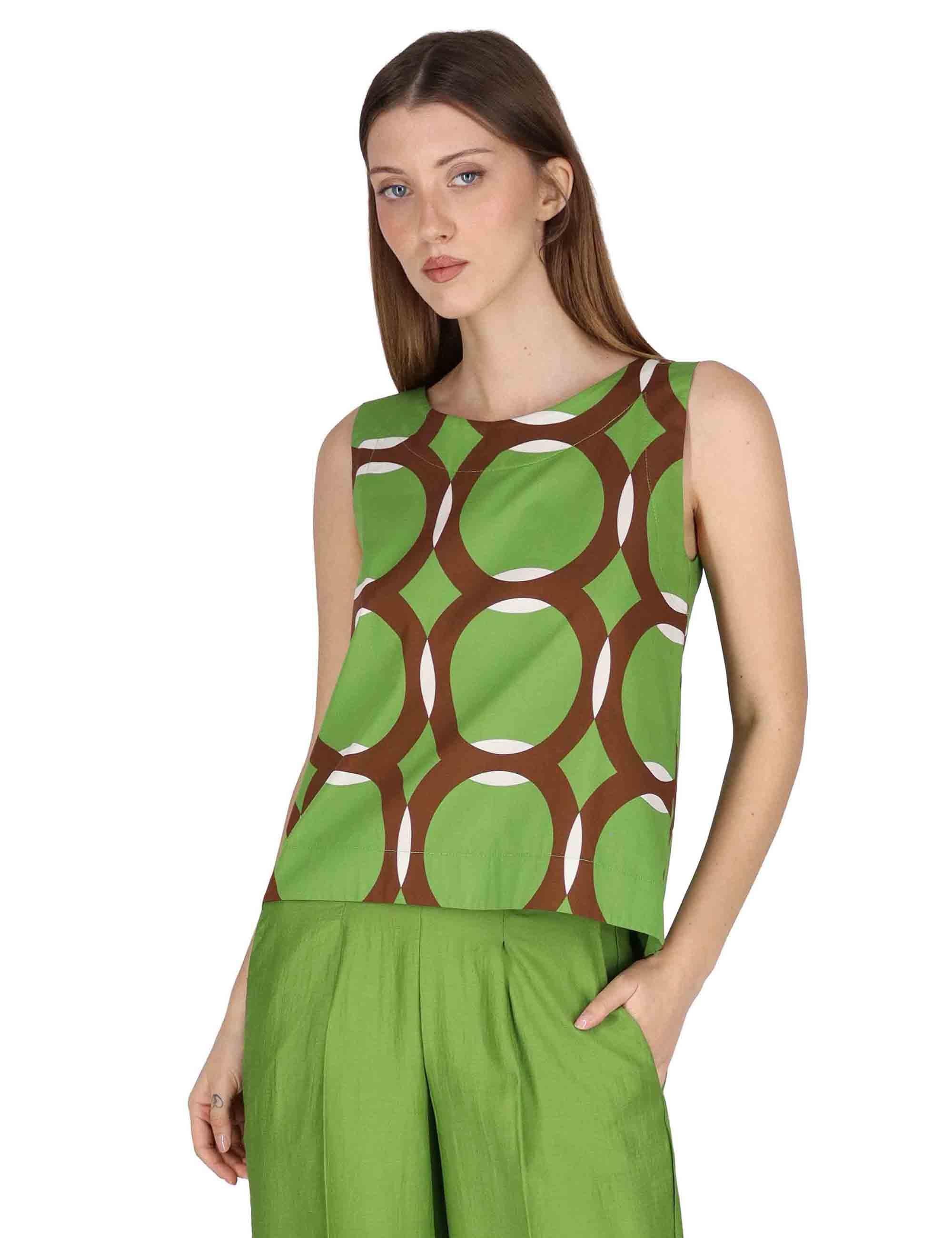 Top donna Tank Blouse in contone verde con fantasie geometriche JABCM0001-F1380-1243 7046 Justmine 