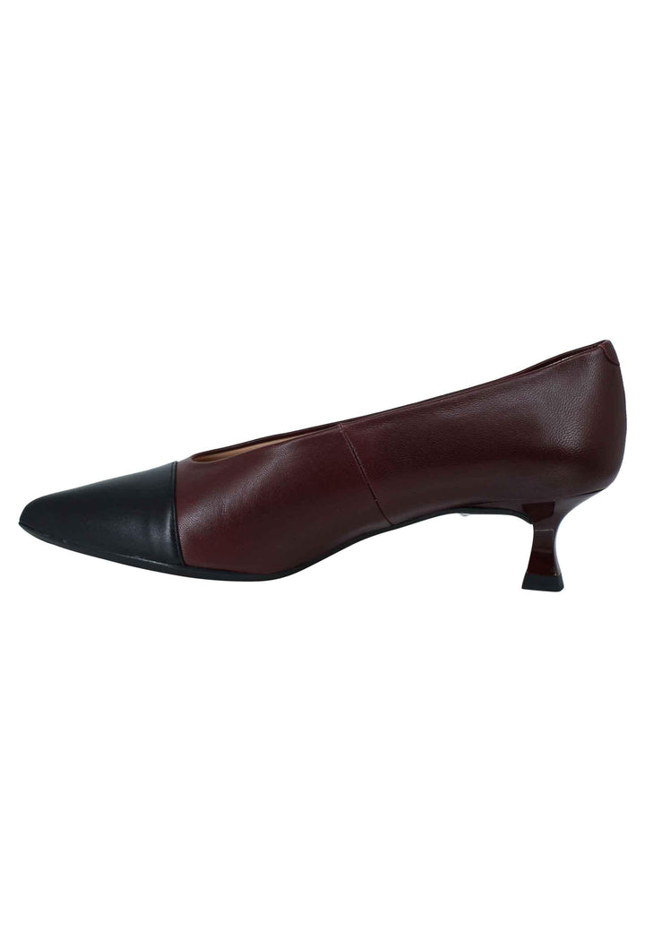 Décolleté donna in pelle bordeaux tacco basso con scollo alto e puntina JUMO 018 Unisa 