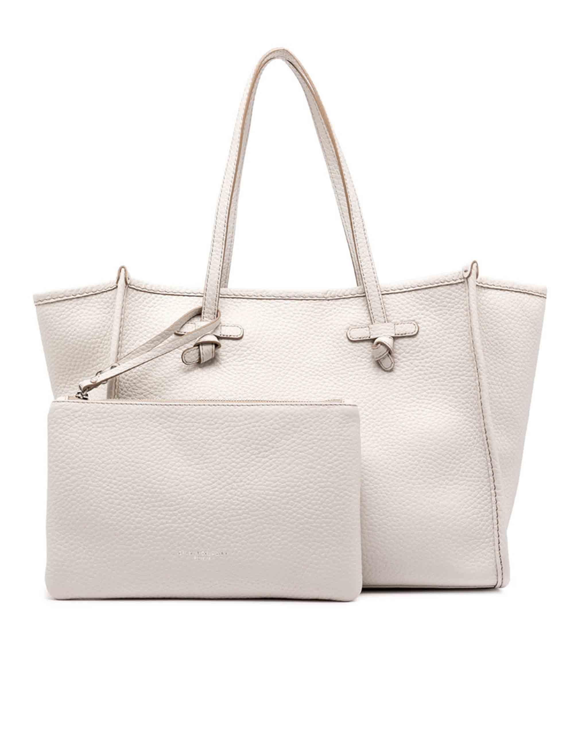 Shopping bag in pelle off white Donna BS9330 21697 BBL