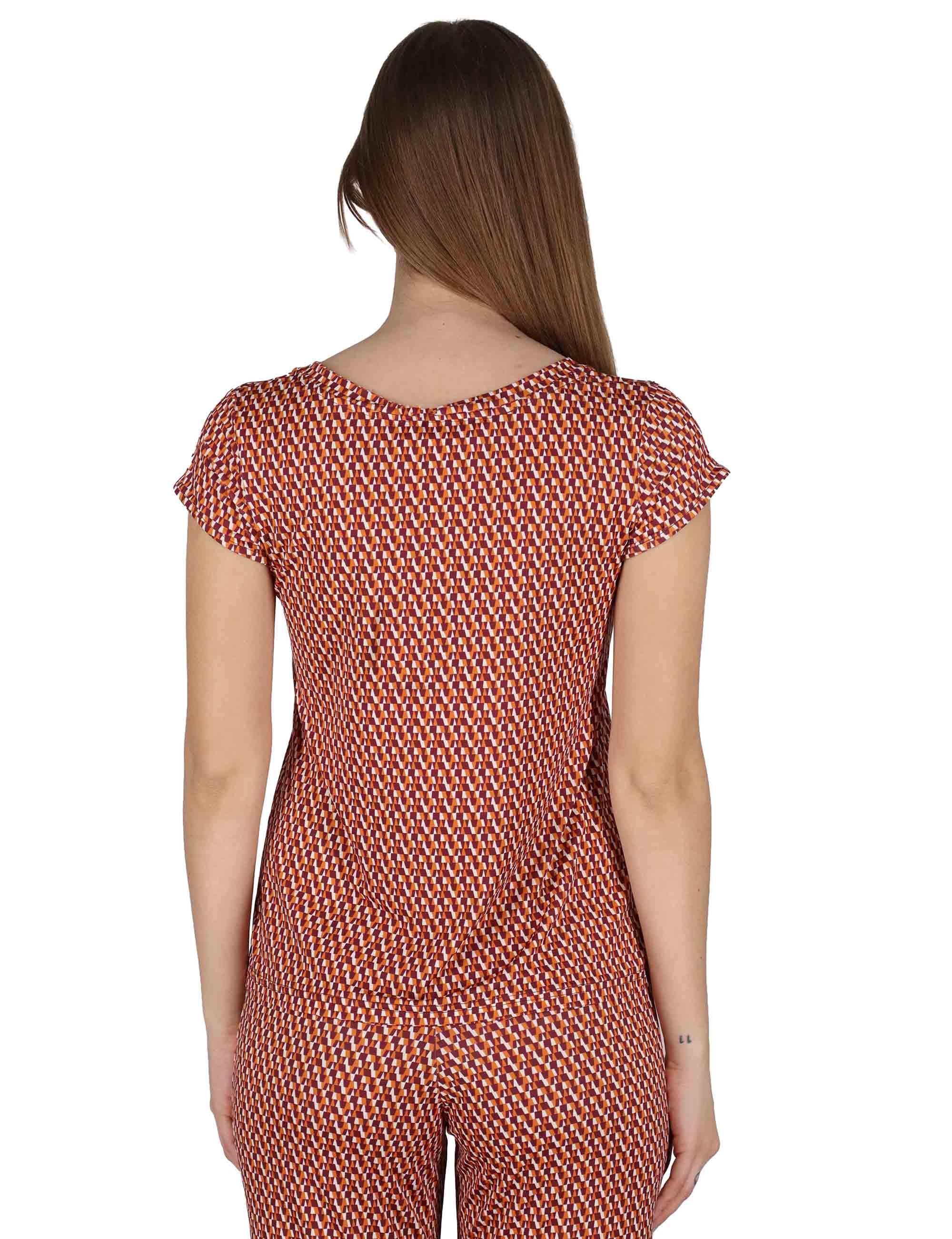 T-Shirt donna Basic in jersey arancione stretch a fantasia JFATS0001-E2818-1245 2102 Justmine 