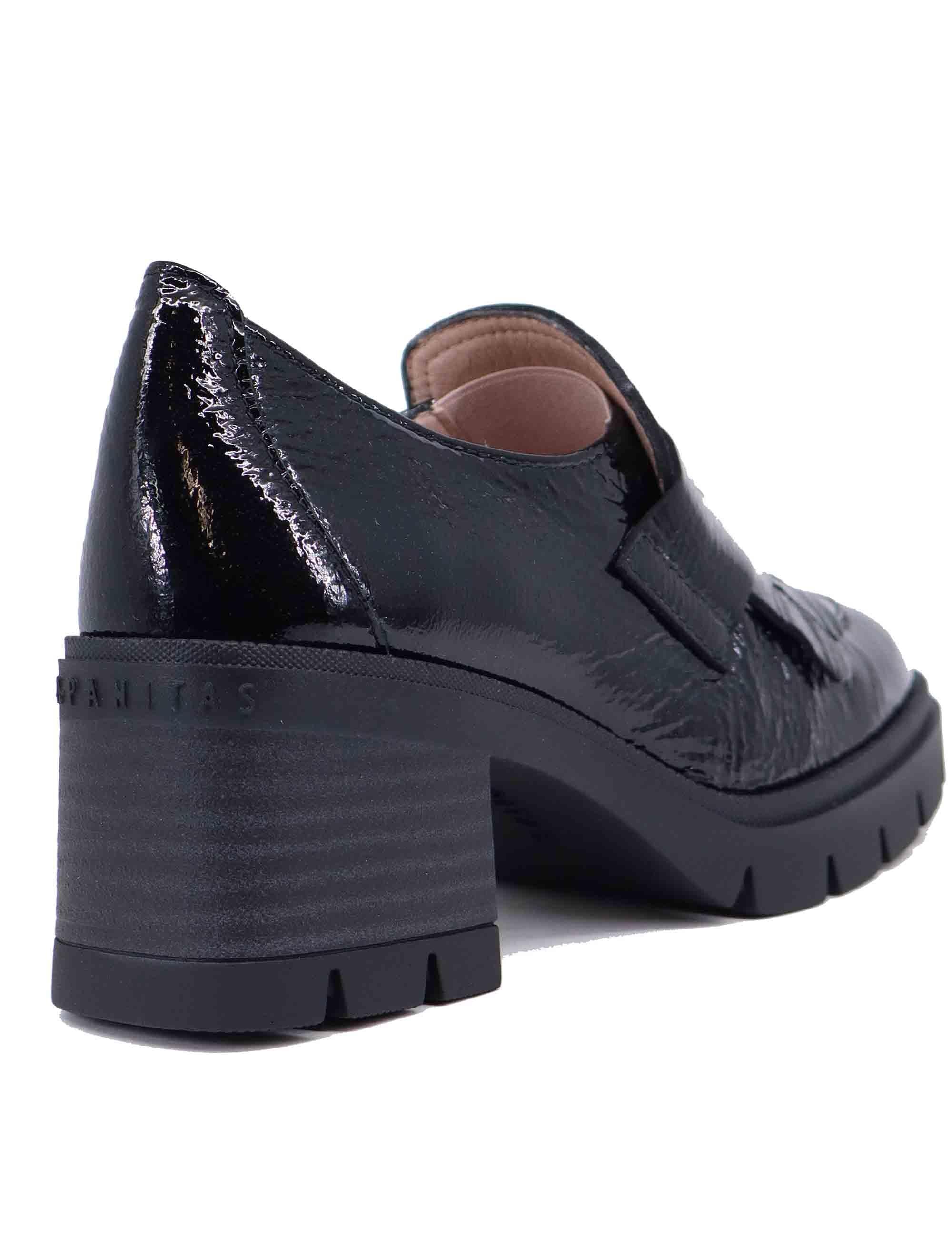 Mocassini donna in vernice nera con suola in gomma HI243610 C005 Hispanitas 