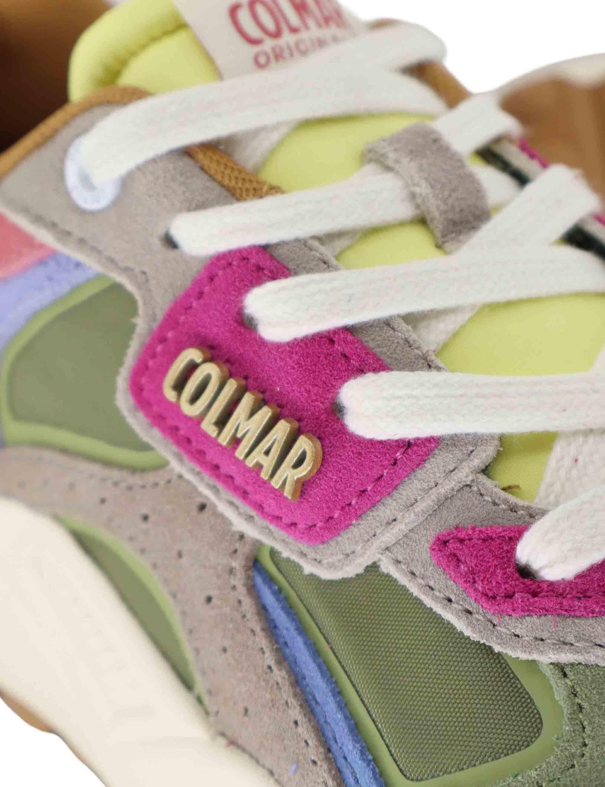 Sneakers donna in pelle e tessuto verde con suola alta GARNER FLASHY 125 Colmar 