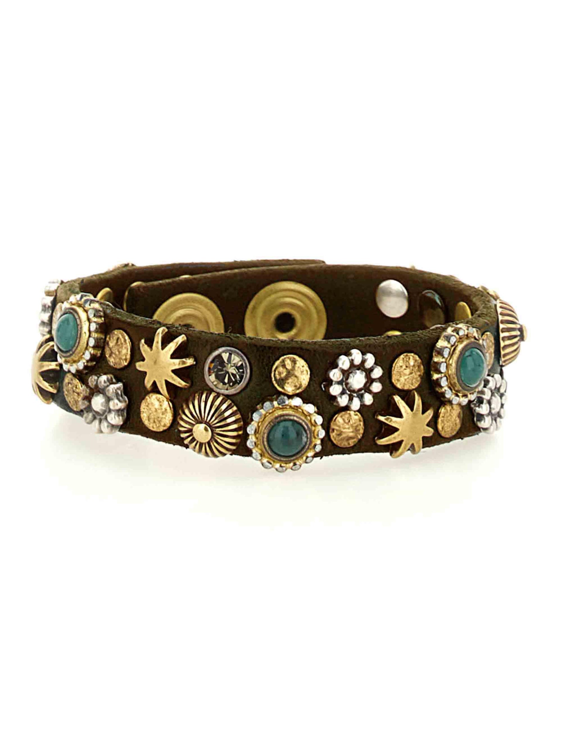 Bracciali donna in pelle marrone con borchie e fibbe C024010ND X2983 C1501 Campomaggi 