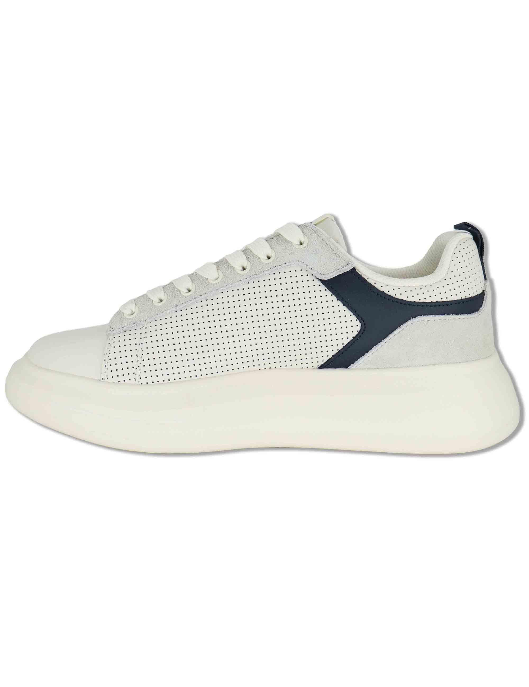 Sneakers uomo in pelle e tessuto off white con suola alta in gomma BIG 05 BLUE Liu-Jo 