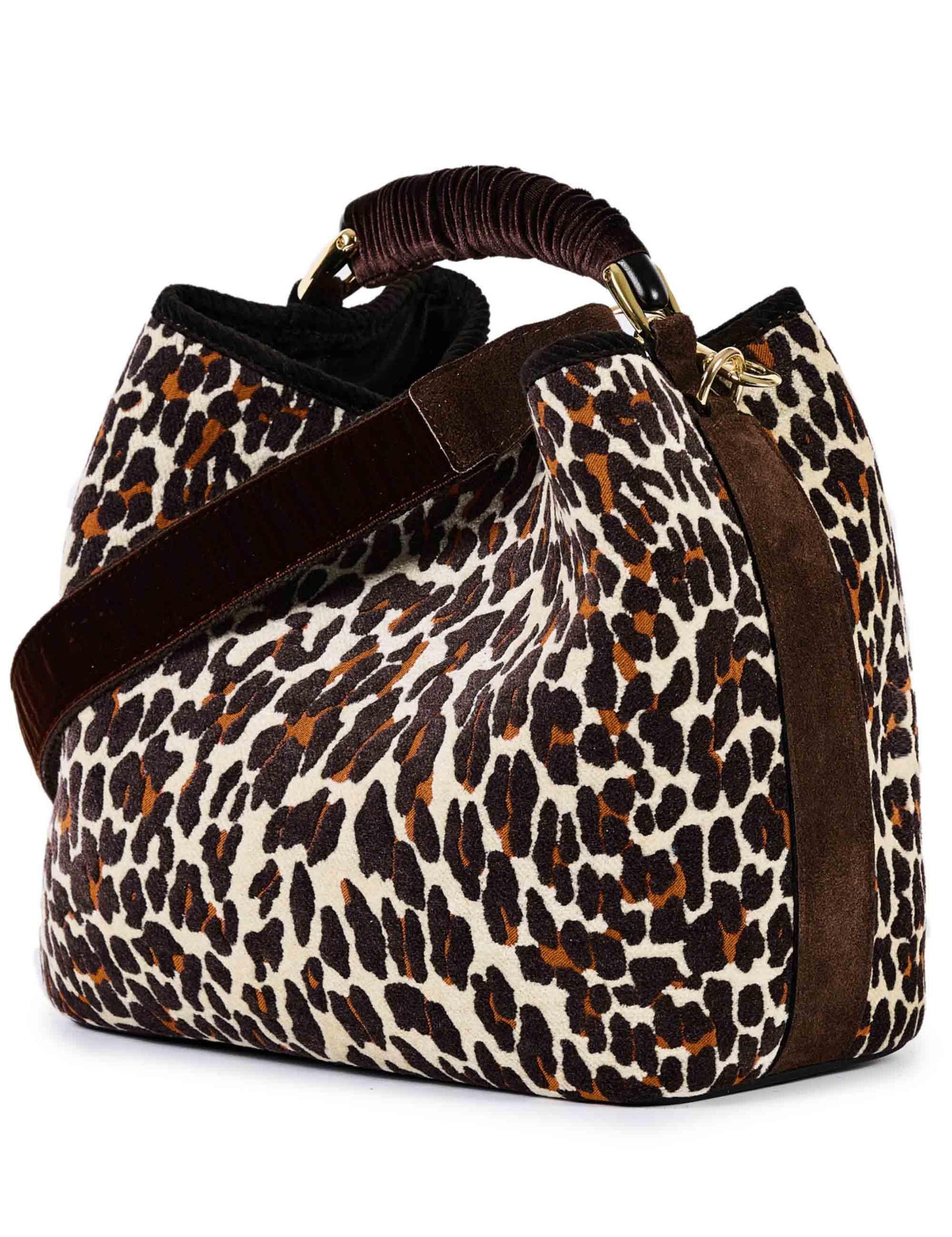 Borse donna in ciniglia jacquard animalier con tracolla e manico CORAL I01 Via Mail Bag 