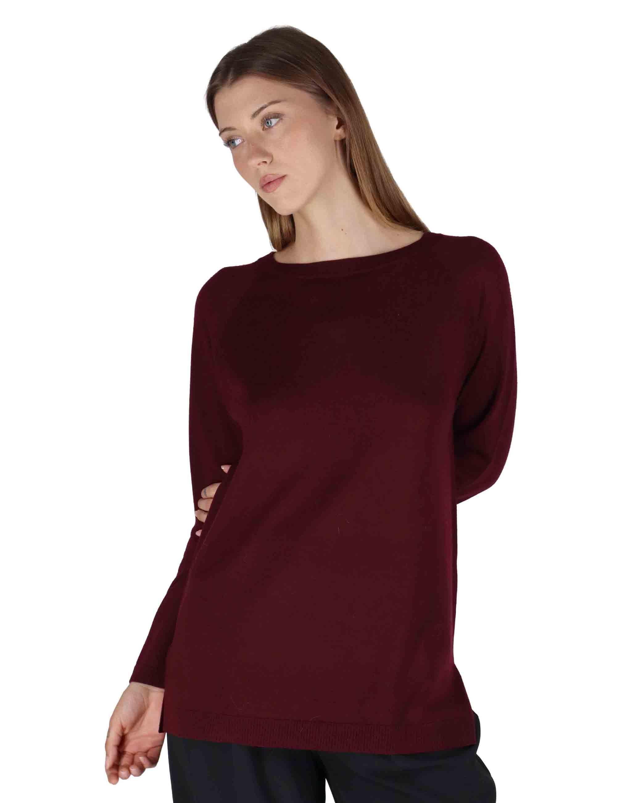Maglioni donna girocollo Colors of the World in lana bordeaux JQ509974230 50022 Maliparmi 