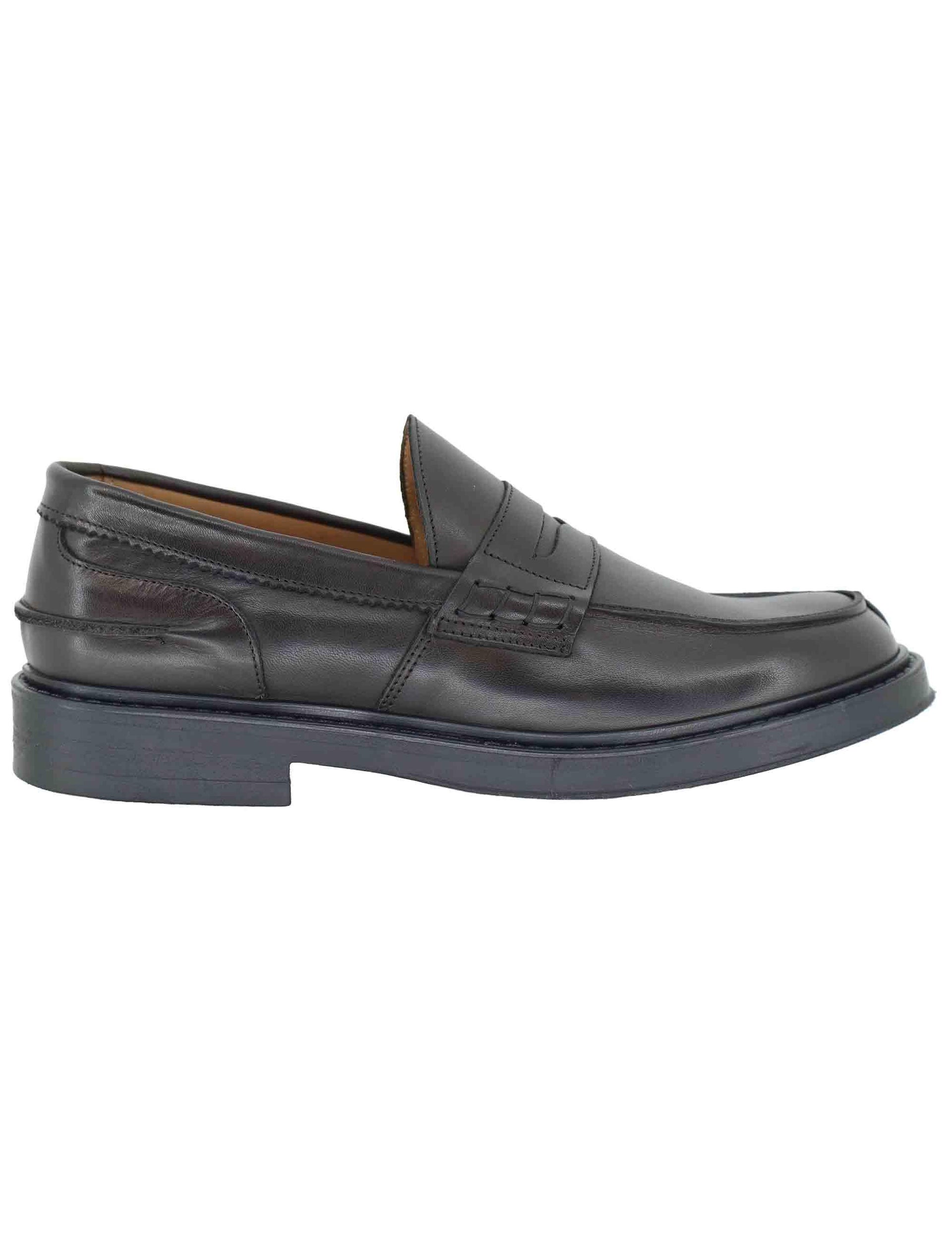 Mocassini uomo in pelle marrone con suola in gomma SP030 014 Spatarella 