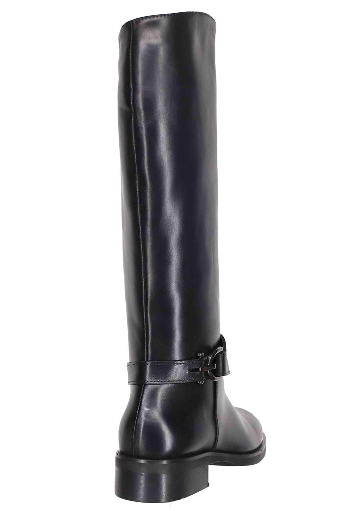 Stivali donna in pelle nera con fibbia tacco basso SPR17 001 Spatarella 