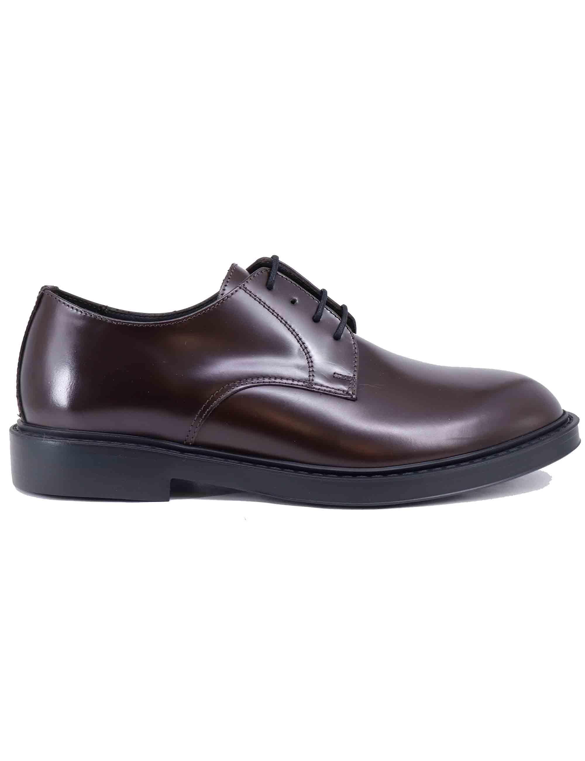 Stringate uomo in pelle lucida testa di moro 22938 D-VP1M Antica Cuoieria 