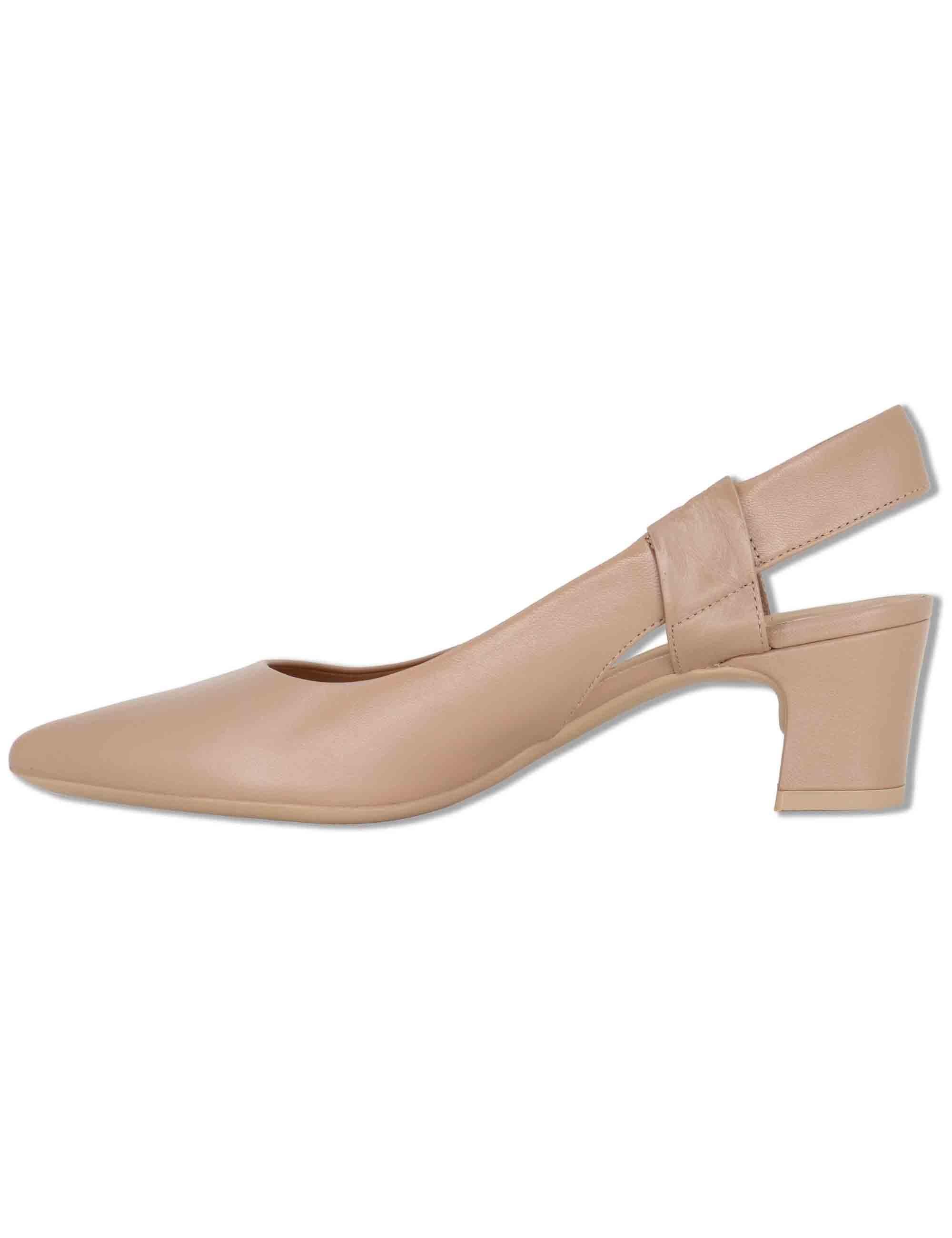 Decollete slingback donna in pelle cipria con tacco 5 e punta a punta JAVEA NTO PRALINE Unisa 