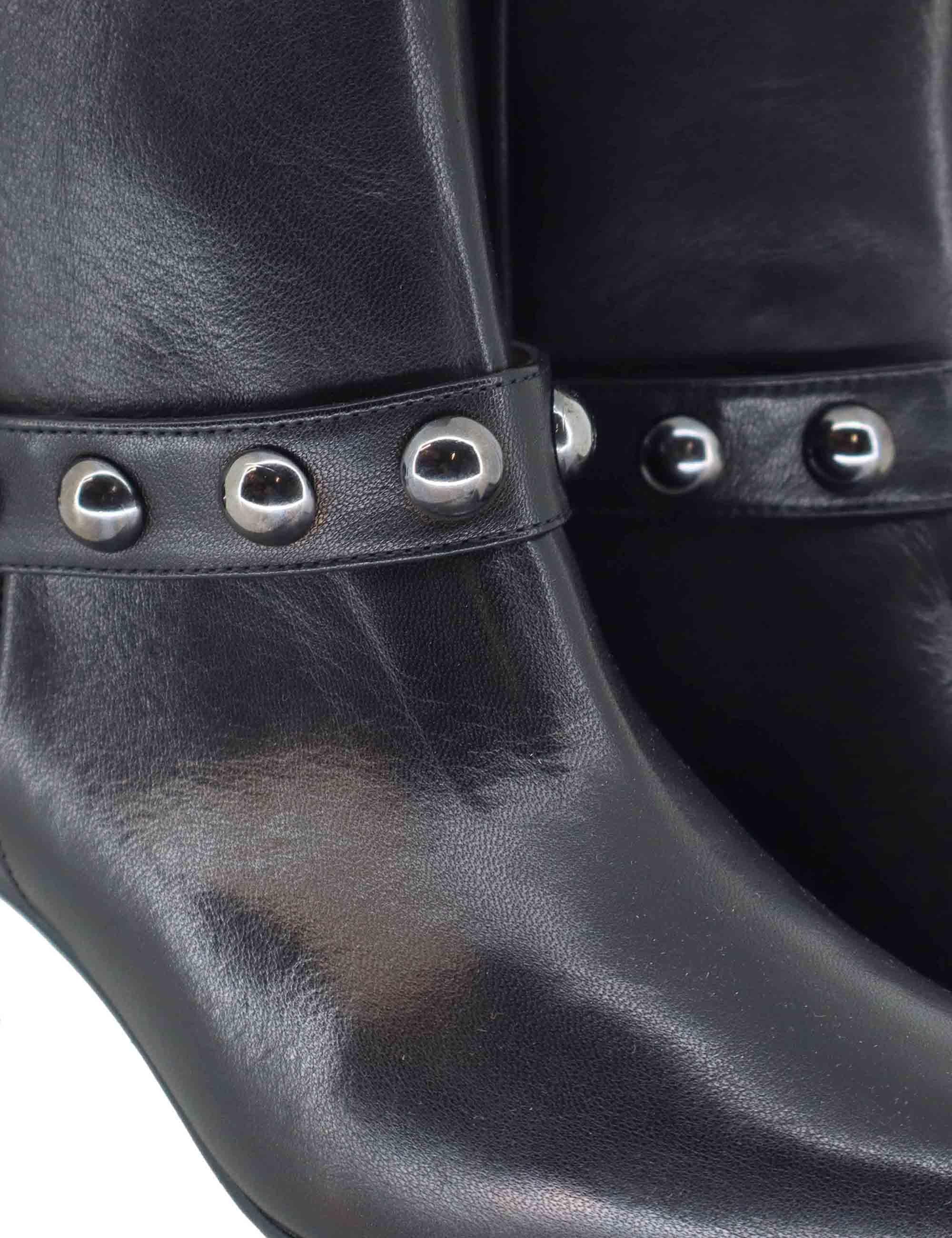 Stivaletti donna in pelle nera con cavigliera borchiata C461B 001 Les Venues 