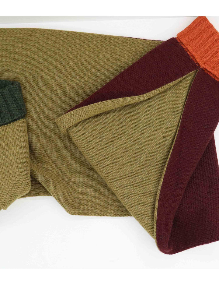 Sciarpe donna in lana verde e bordeaux marrone con polsini a contrasto EE794 12046 2 BARBIERI 1945 