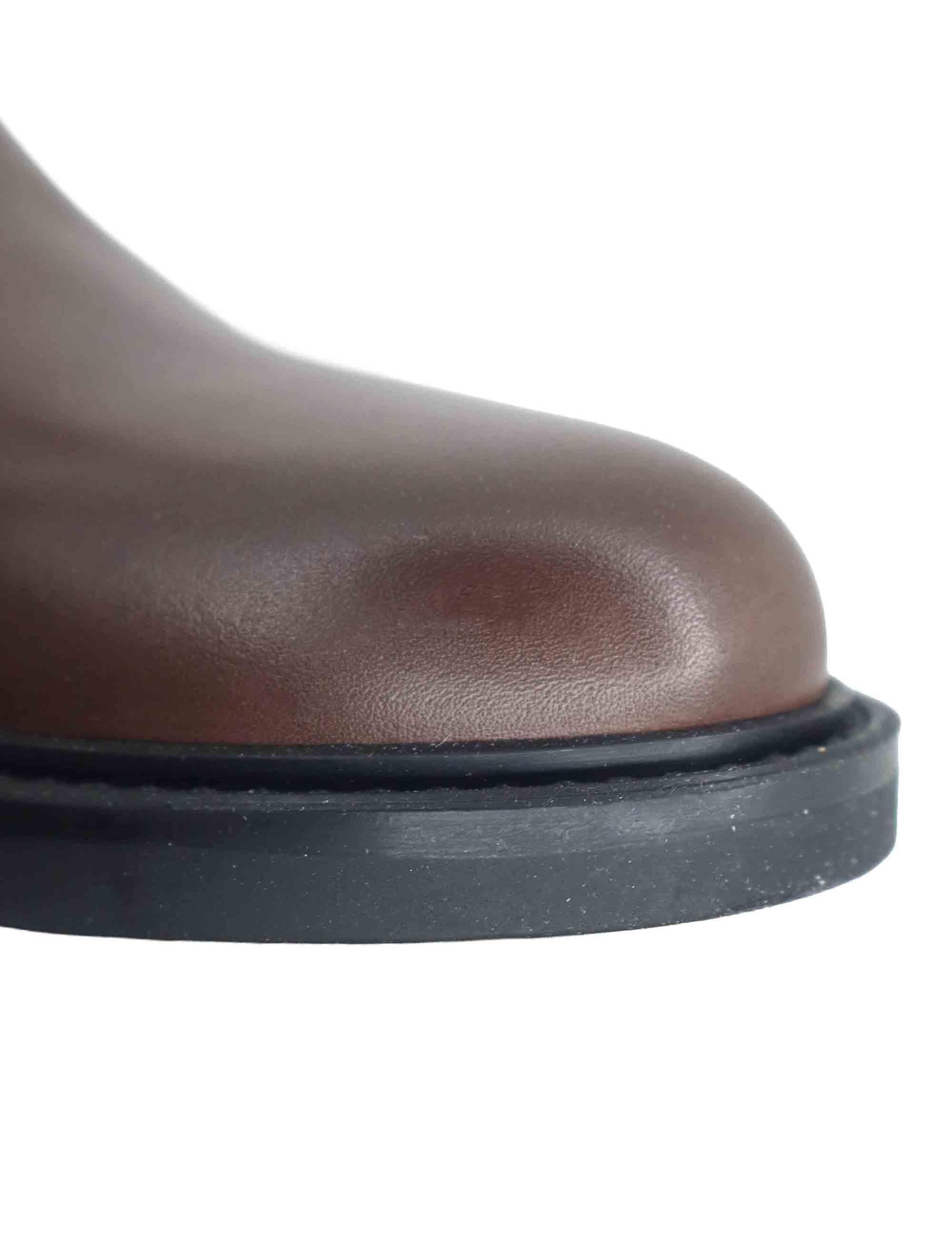 Stivaletti donna in pelle marrone con elastici laterali e tacco basso SP56209 014 Spatarella 