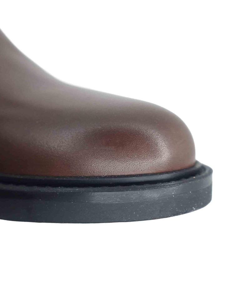 Stivaletti donna in pelle marrone con elastici laterali e tacco basso SP56209 014 Spatarella 