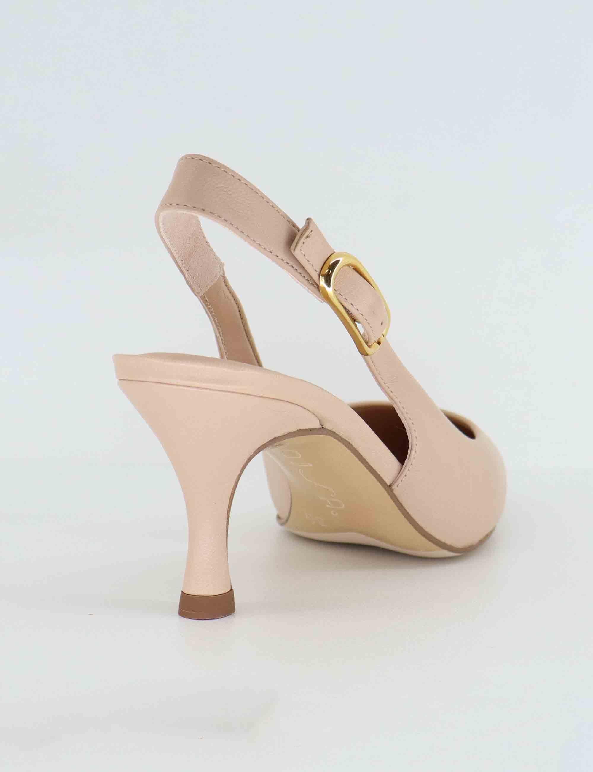 Decollete slingback donna in pelle nude tacco alto LANZ NTO_SKIN Unisa 