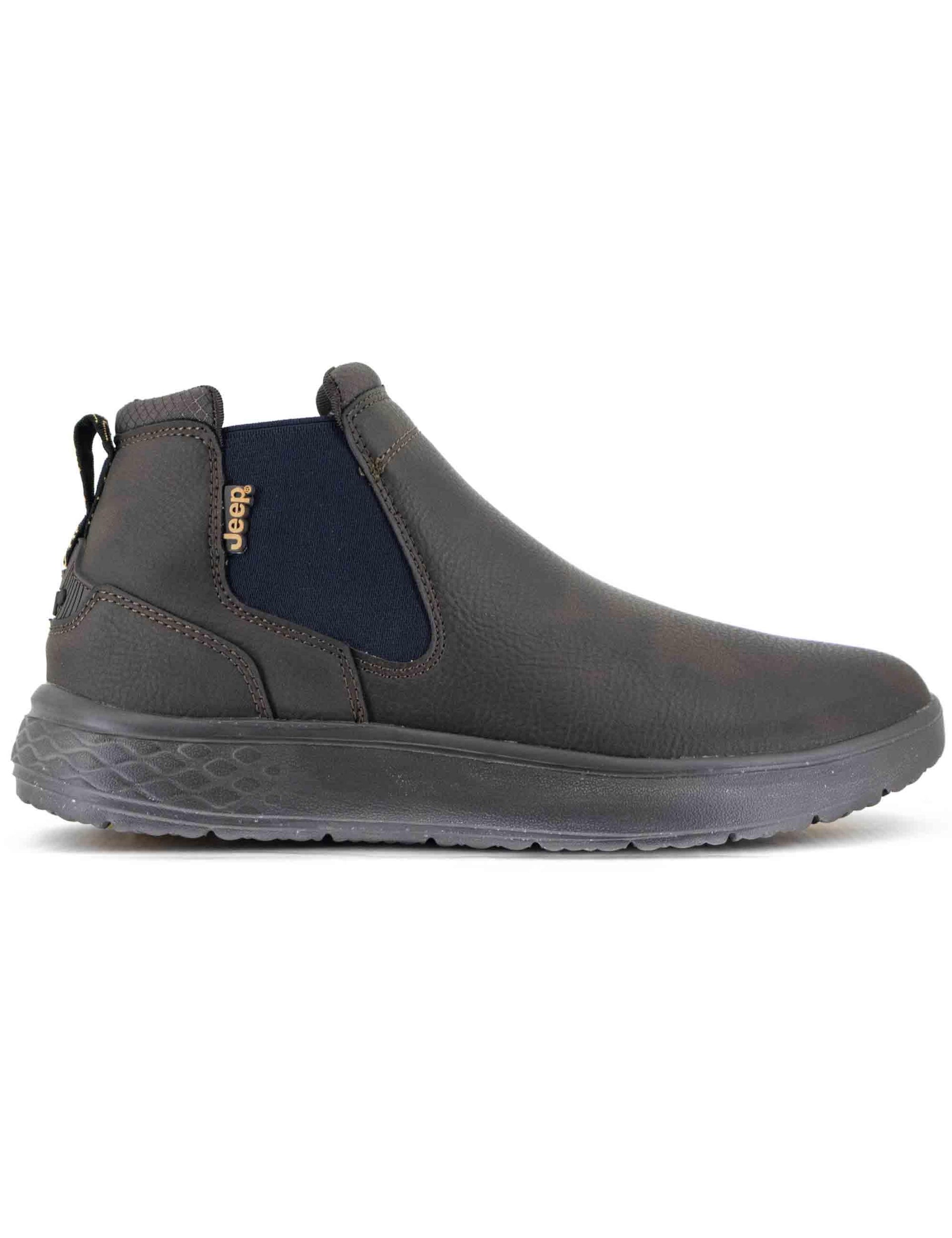 Stivaletti beatles uomo Kobi Chelsea in pelle marrone con suola in gomma JM52120A 030 Jeep 
