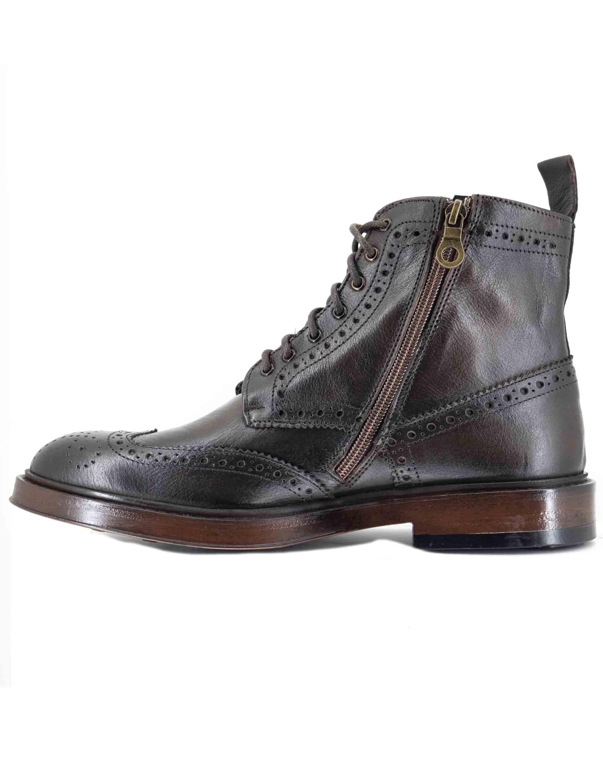 Stivaletti uomo in pelle marrone con impunture all'inglese e suola in gomma SP2268 014 Spatarella 