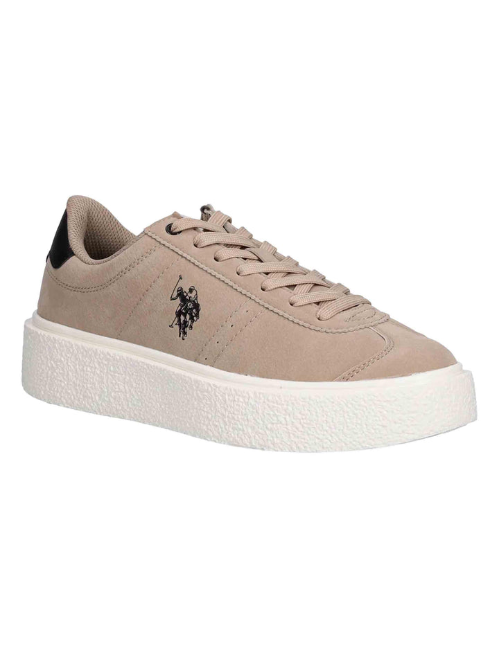 Sneakers donna in eco pelle beige con logo e suola alta in gomma JODY002 BEI U.S. Polo Assn. 