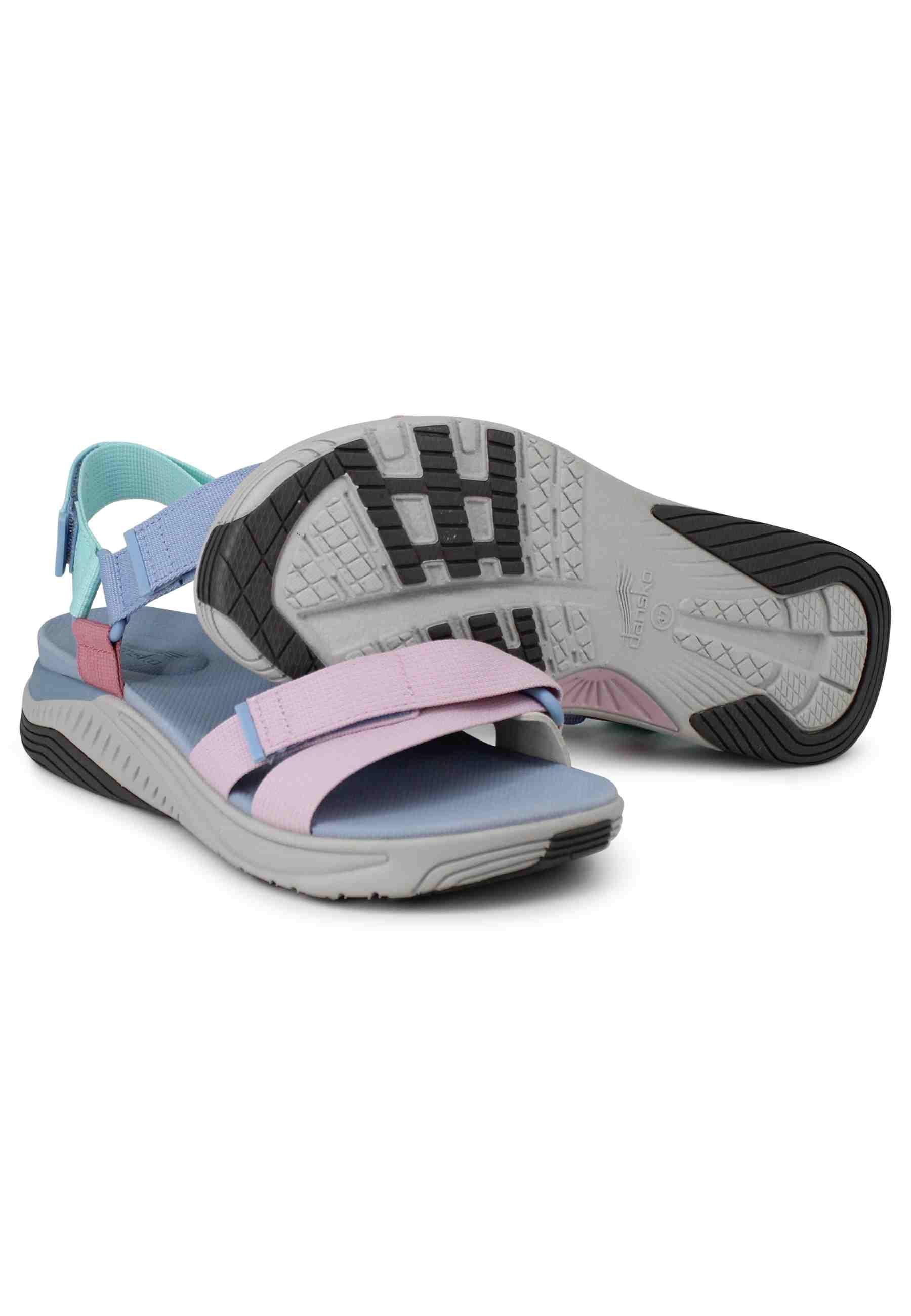 Sandali donna Racquel in tessuto celelste con zeppa in gomma 4915 099400 Dansko 