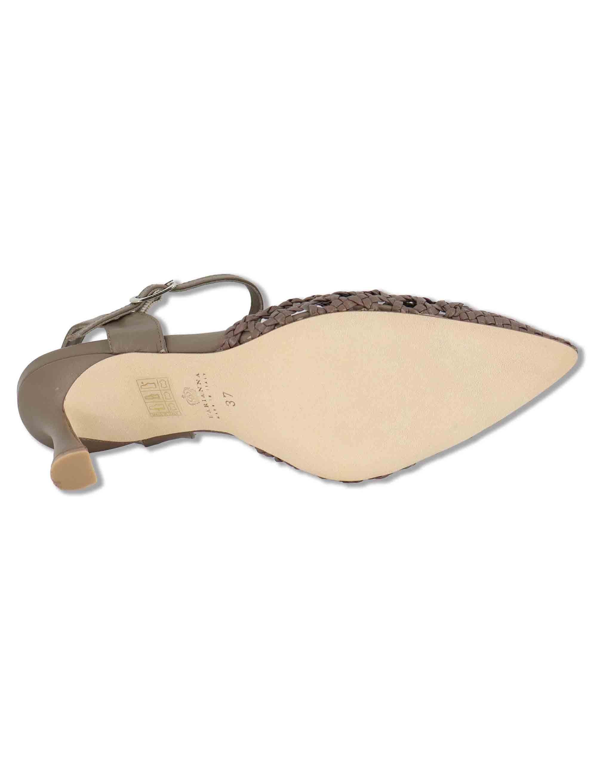 Sandali donna in pelle taupe con punta chiusa e cinturino alla caviglia CH2659/RT 032 L'Arianna 