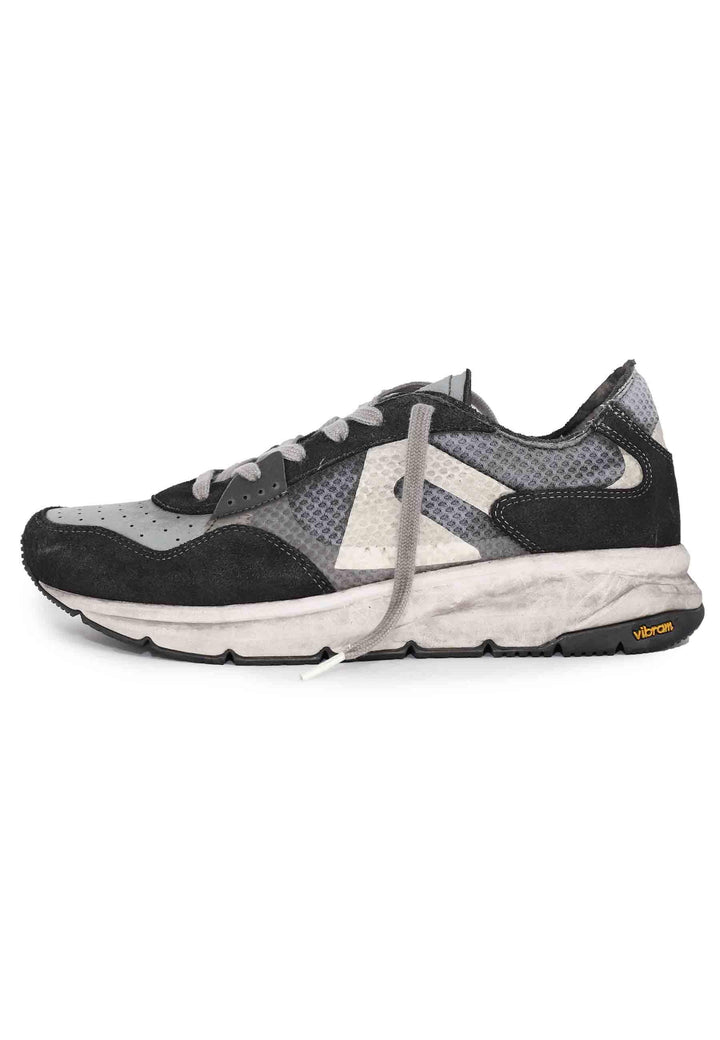 Sneakers uomo in tessuto tecnico e pelle grigia con suola vibram 11012 307 Atala 