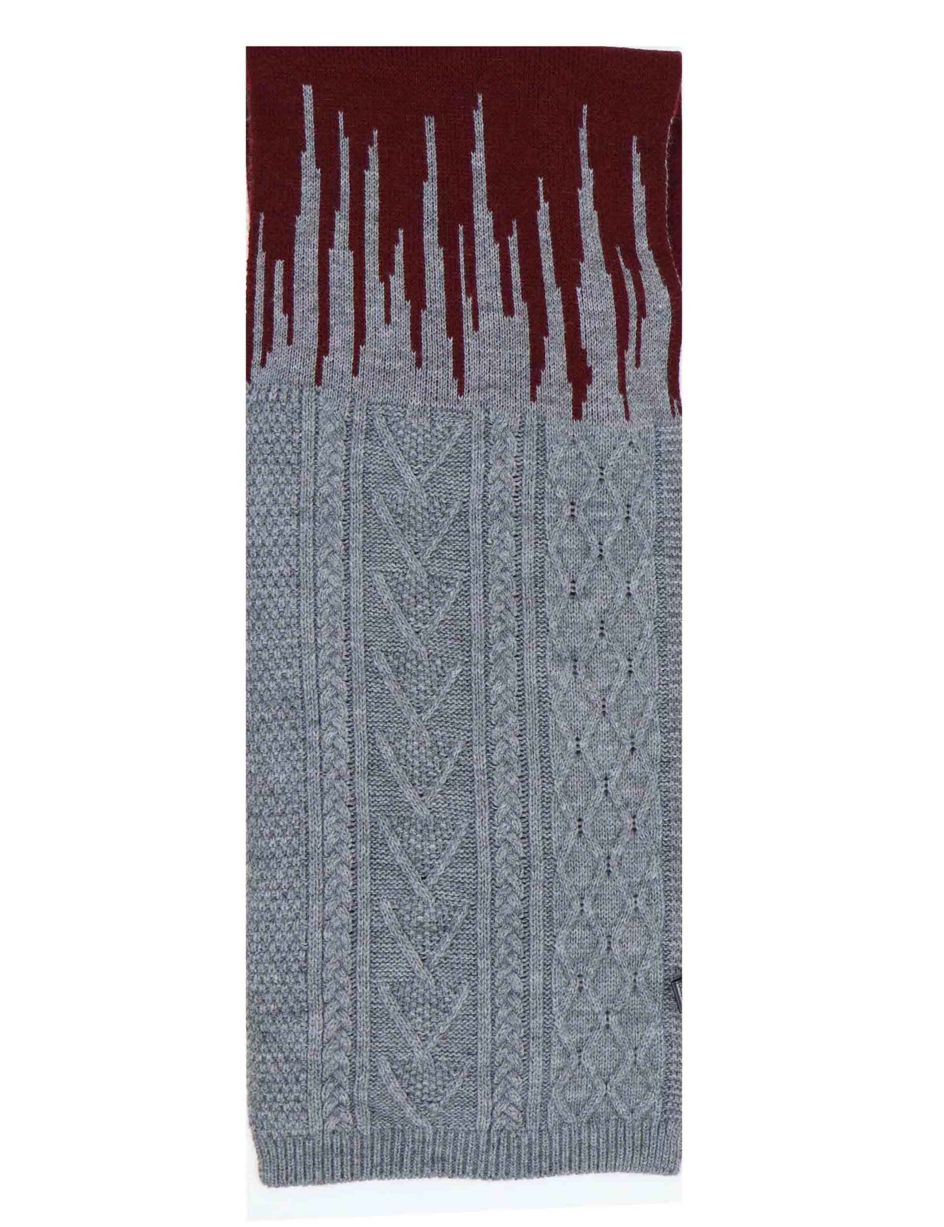 Sciarpe donna in misto lana grige e bordeaux a trecce EE950 12045 1 BARBIERI 1945 