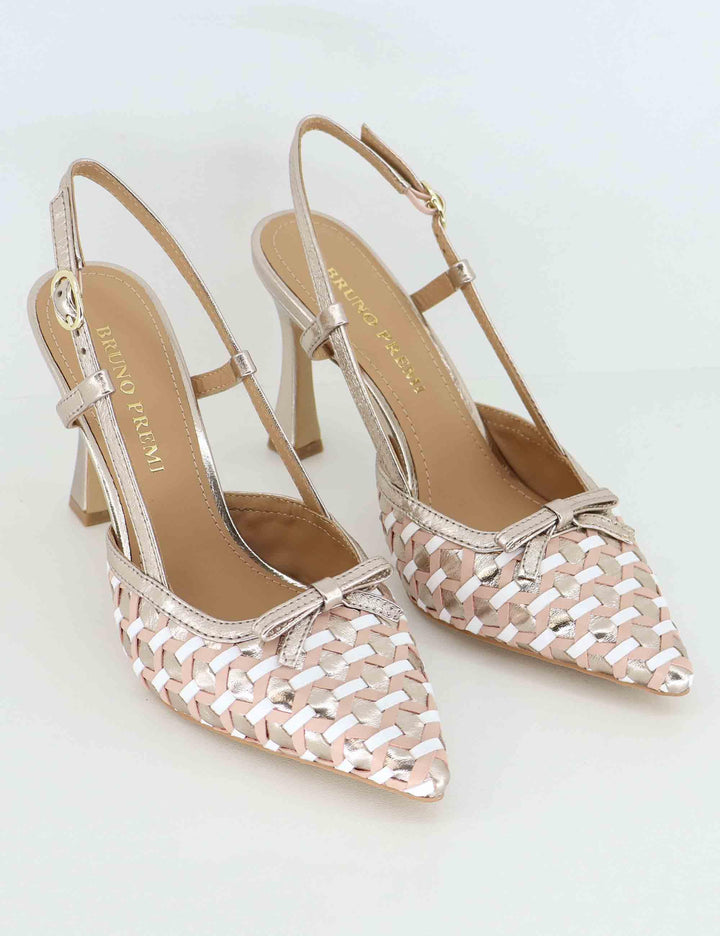 Decollete donna in pelle intrecciata argento tacco alto BL0609X 600 Bruno Premi 