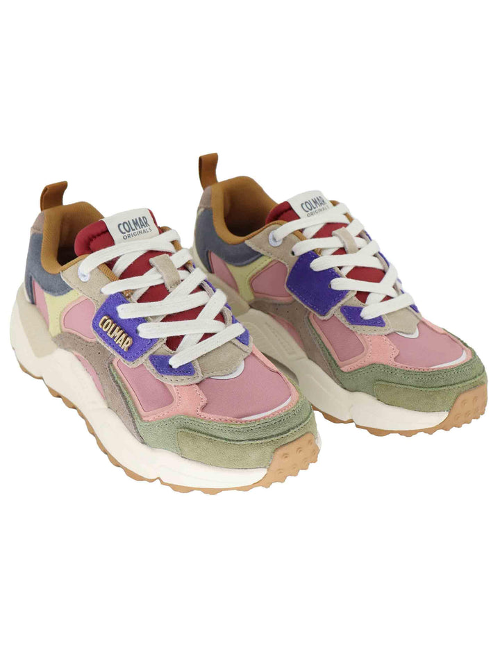 Sneakers donna in pelle e tessuto rosa con suola alta GARNER FLASHY 126 Colmar 