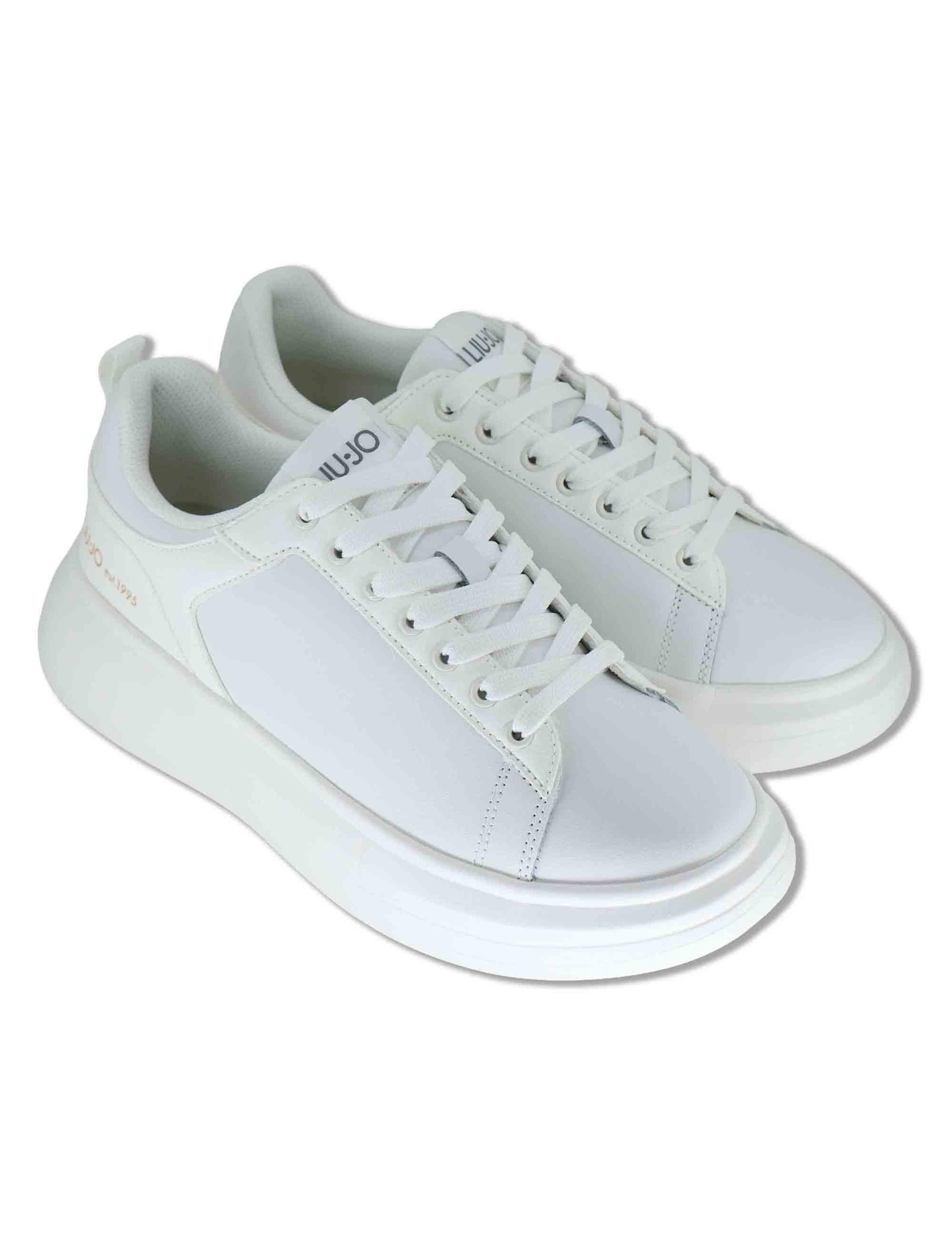 Sneakers uomo in pelle e tessuto bianco con suola alta in gomma BIG 05 WHITE Liu-Jo 