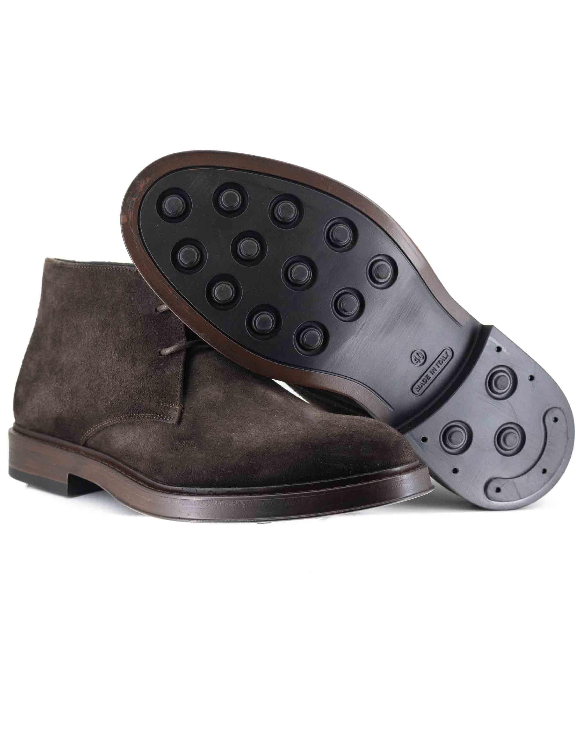 Stivaletti stringati uomo in camoscio marrone con suola in gomma cucita SP2101 014 Spatarella 