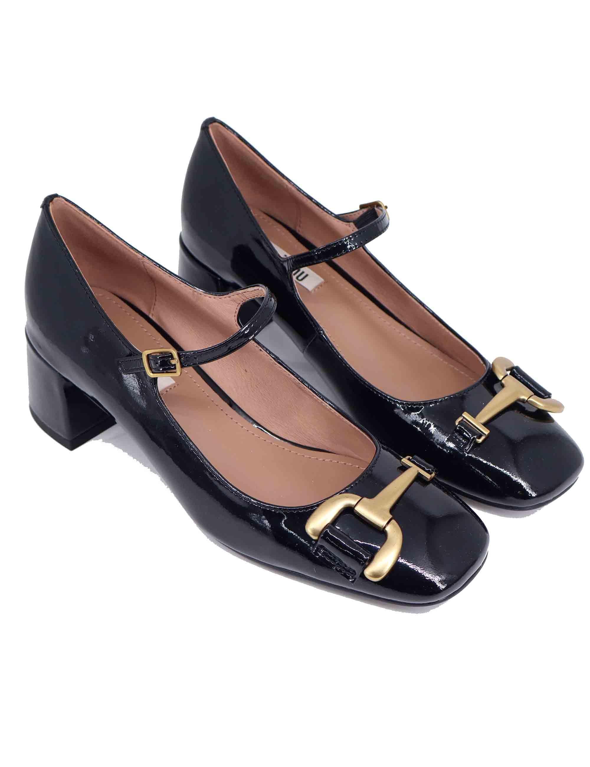 Decollete donna Noa in vernice nera con morsetto oro 575Z20VK 03 Bibi Lou 