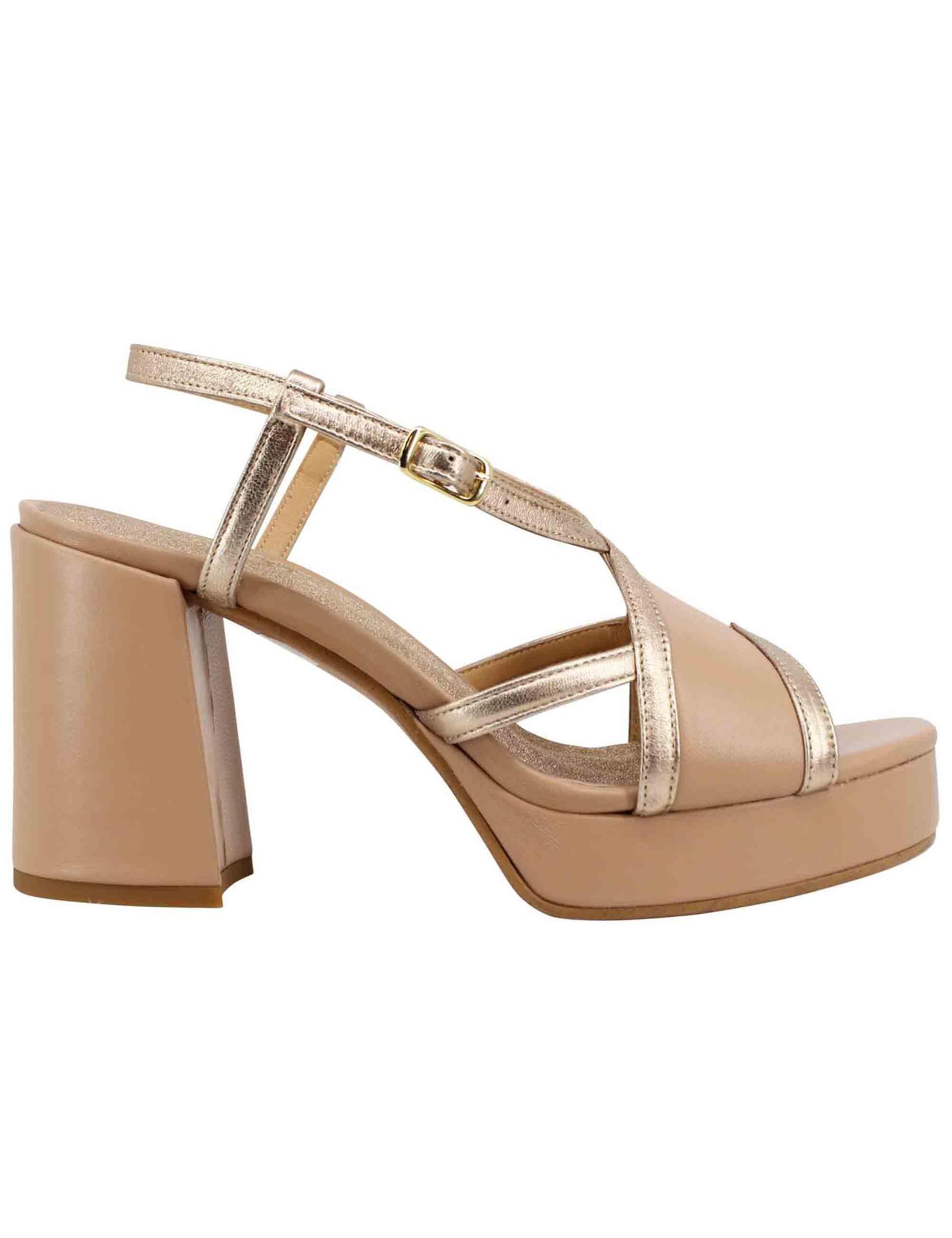Sandali slingback donna in pelle nude tacco alto e plateau SP863 300 Spatarella 