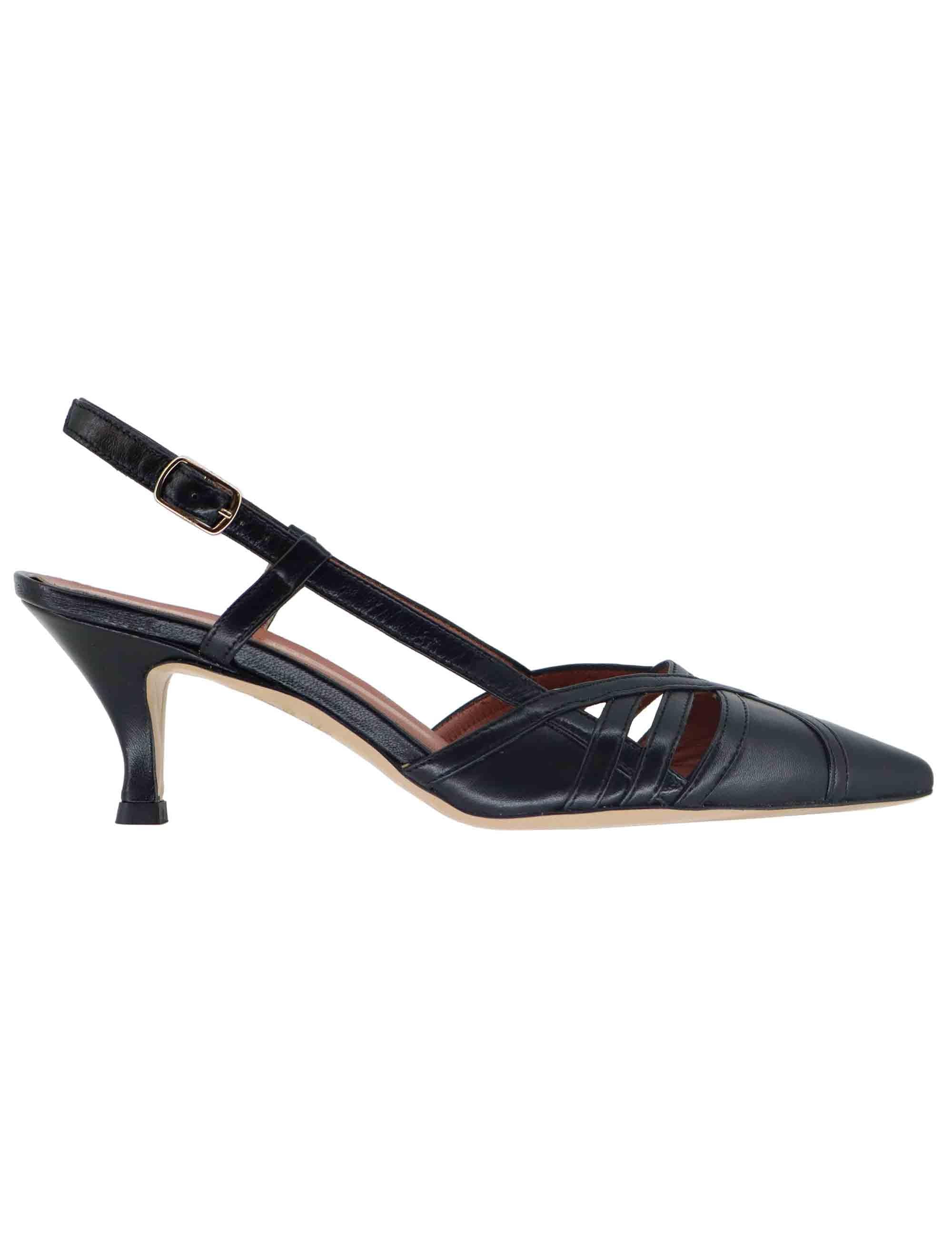 Slingback donna in pelle nera 8820R 001 Les Venues 