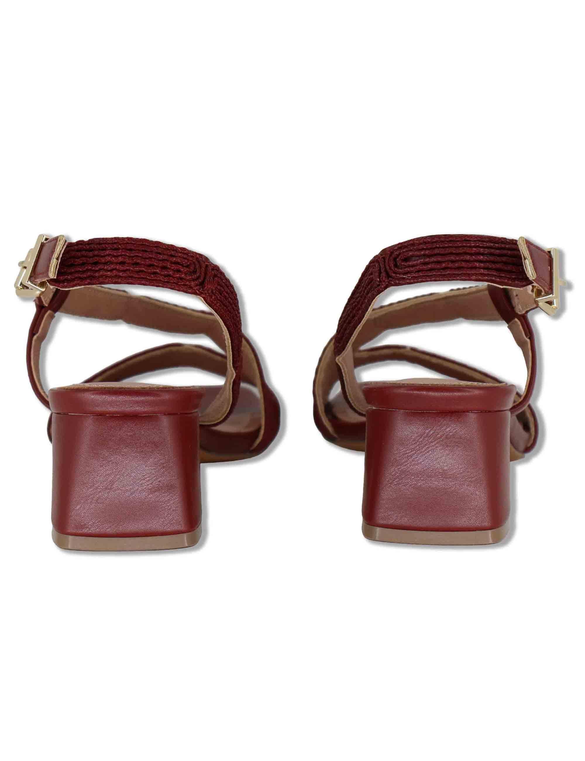 Sandali donna slingback in pelle e tessuto bordeaux con tacco medio Lipe 872Z94HG 40-BURGUND Bibi Lou 