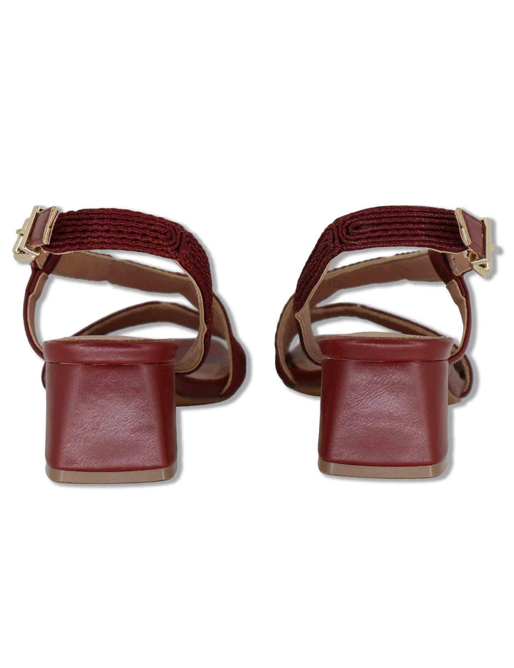 Sandali donna slingback in pelle e tessuto bordeaux con tacco medio Lipe 872Z94HG 40-BURGUND Bibi Lou 