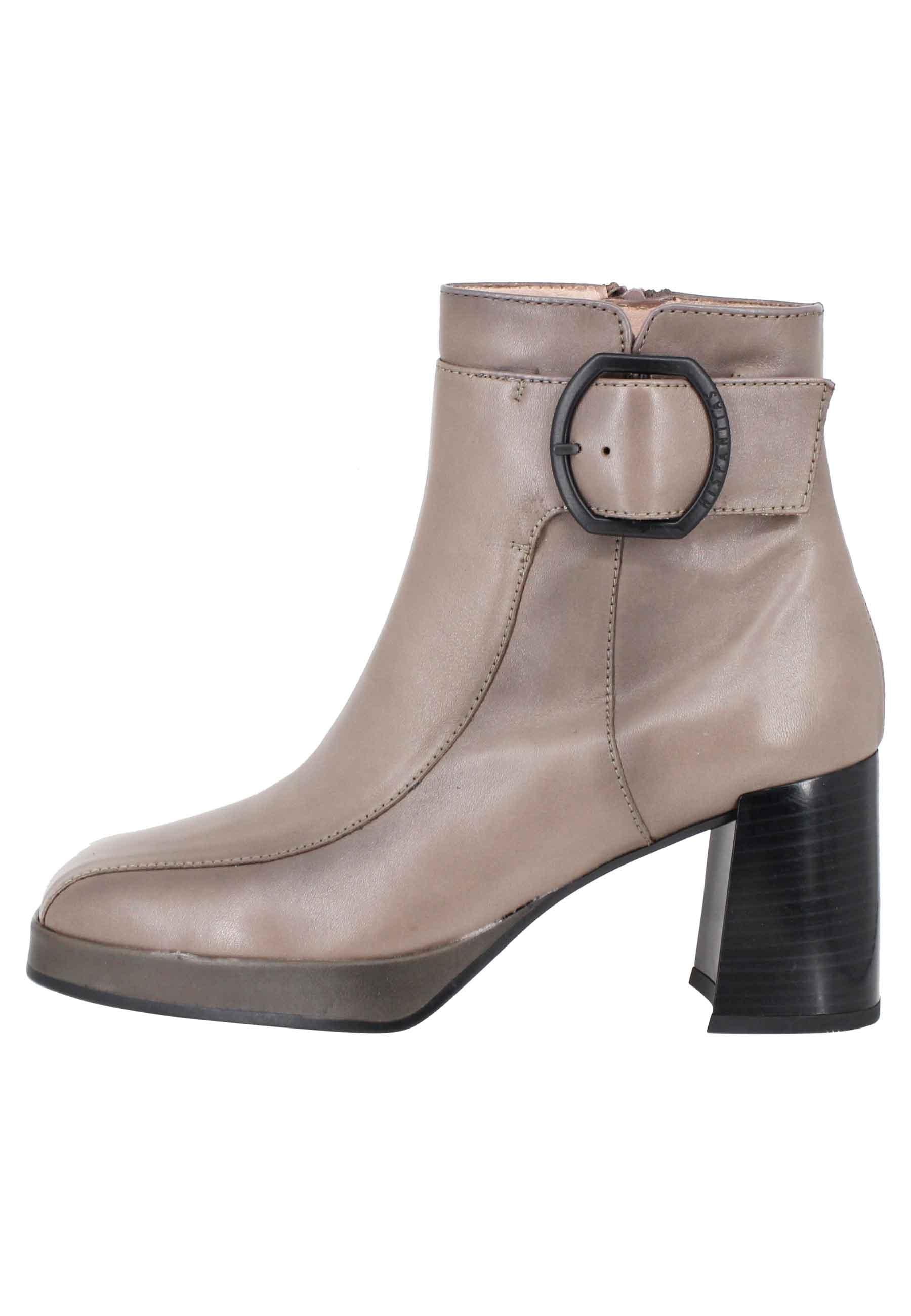 Stivaletti donna in pelle grigia con cinturino tacco e plateau HI222294 022 Hispanitas 
