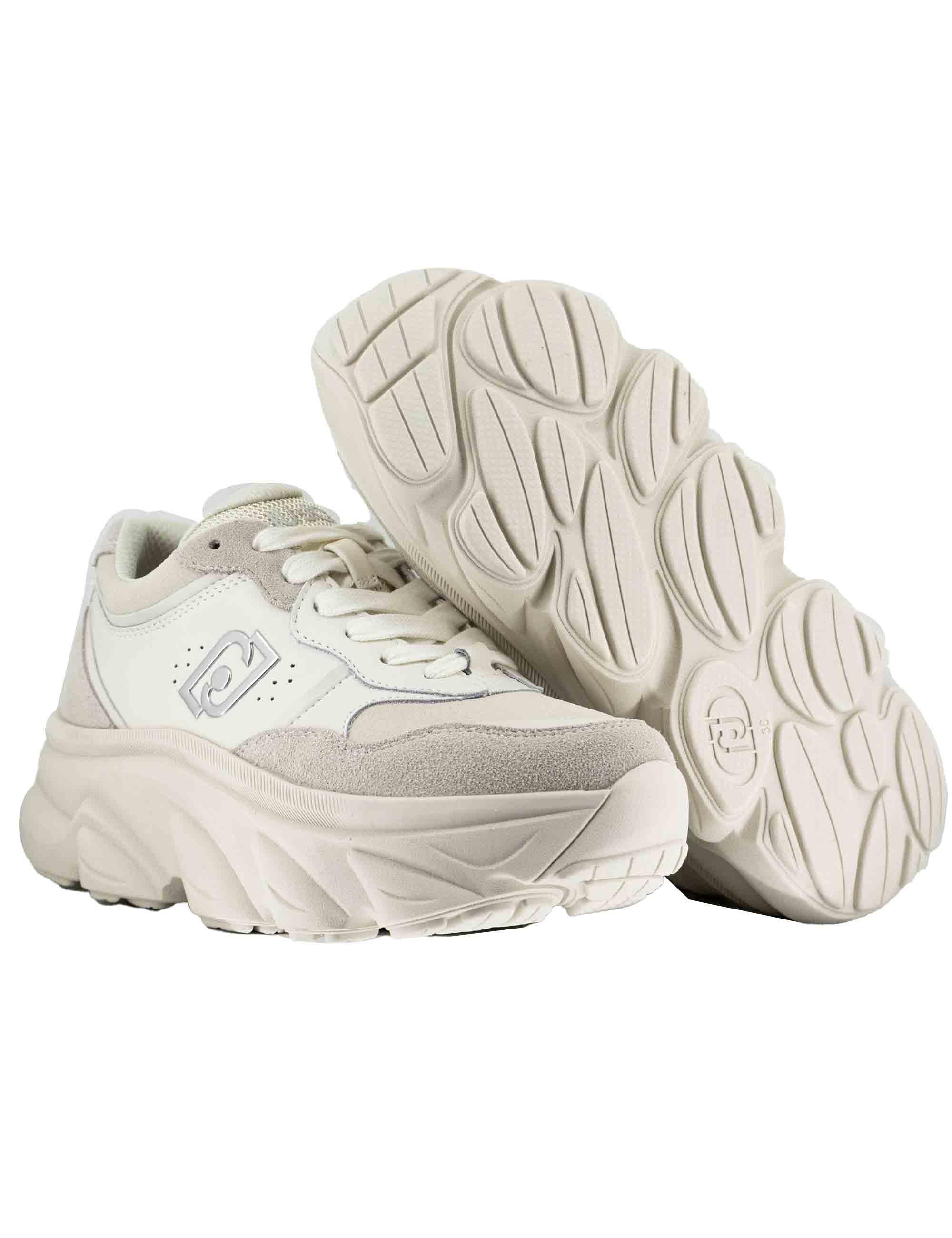 Sneakers donna Steffy 01 in pelle off white con suola alta in gomma 5 cm BF5061P0304S1400 Off White Liu-Jo 