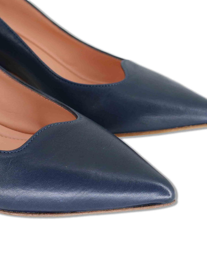 Décolletés slingback donna in pelle blu con cinturino elastico e tacco 5 cm SP2047 002 Spatarella 