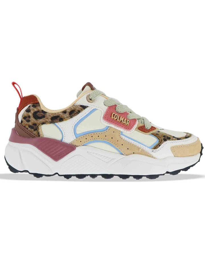 Sneakers donna in pelle e tessuto senape  con suola alta GARNER 075 Colmar 