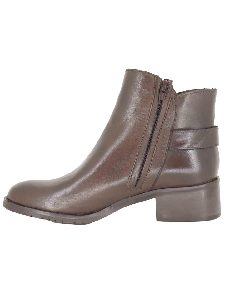 Stivaletti donna in pelle marrone con fibbia laterale e tacco medio SPST1003 014 Spatarella 