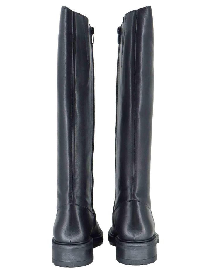 Stivali donna in pelle nera con tacco basso e zip laterale SP56212 001 Spatarella 