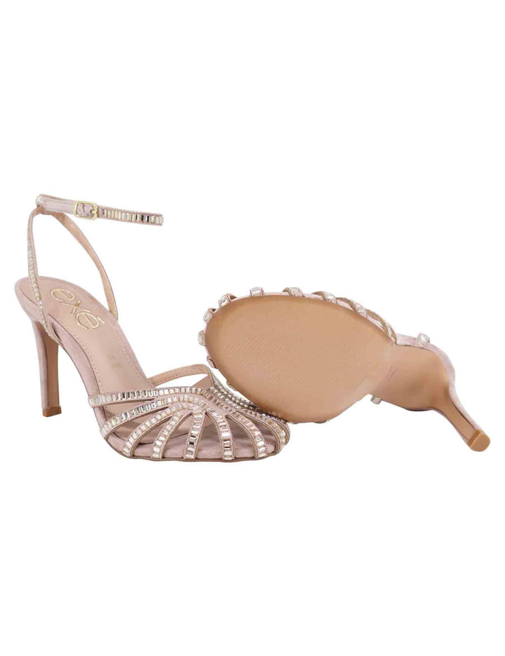 Sandali donna in strass argento con tacco alto e cinturino alla caviglia S470062355C6 326 Exe 